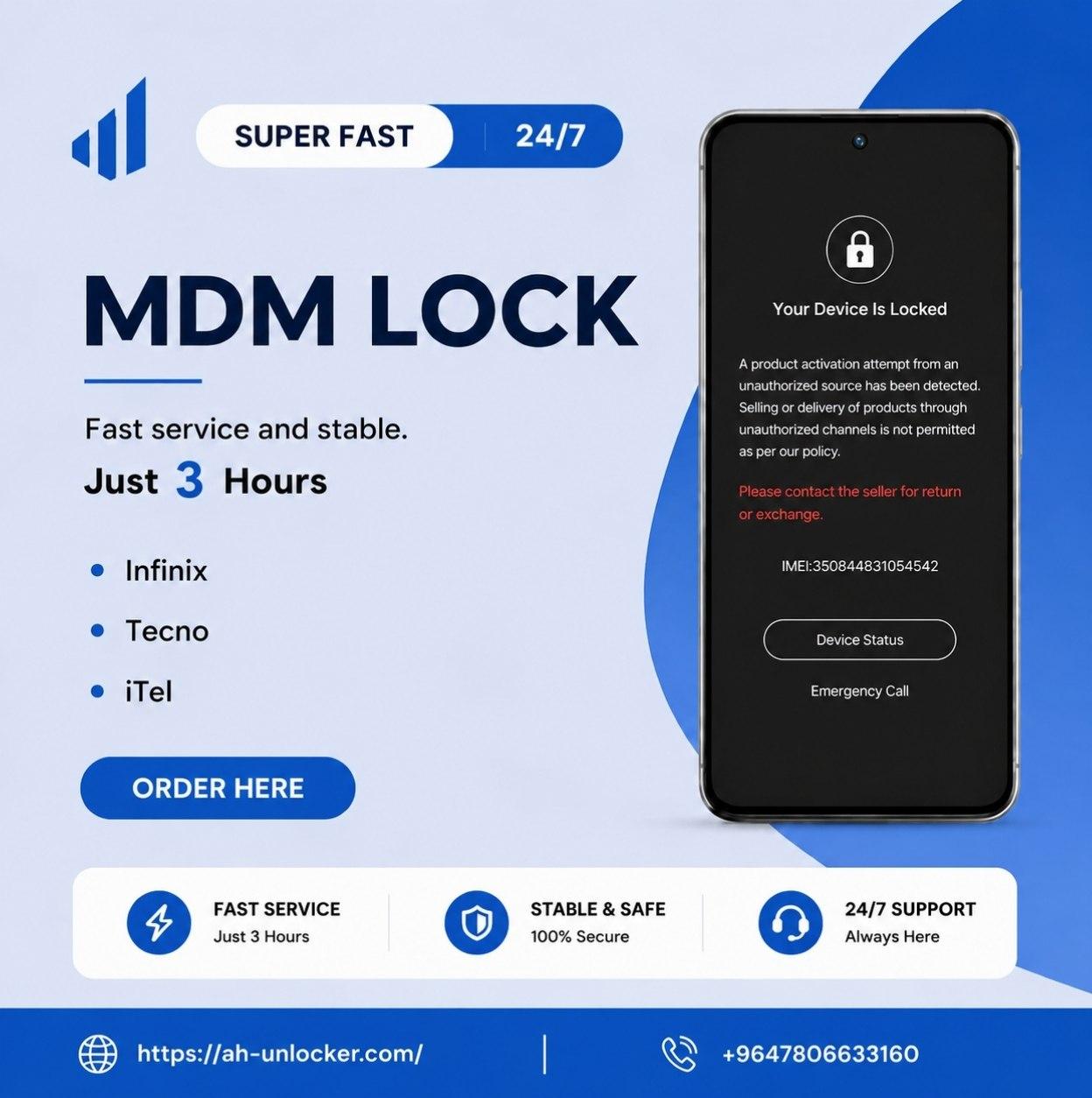 Mdm Remove Tecno/Infinix Direct Source(Saturday And Sunday OFF) Source 1 (1 -5 days 100%)