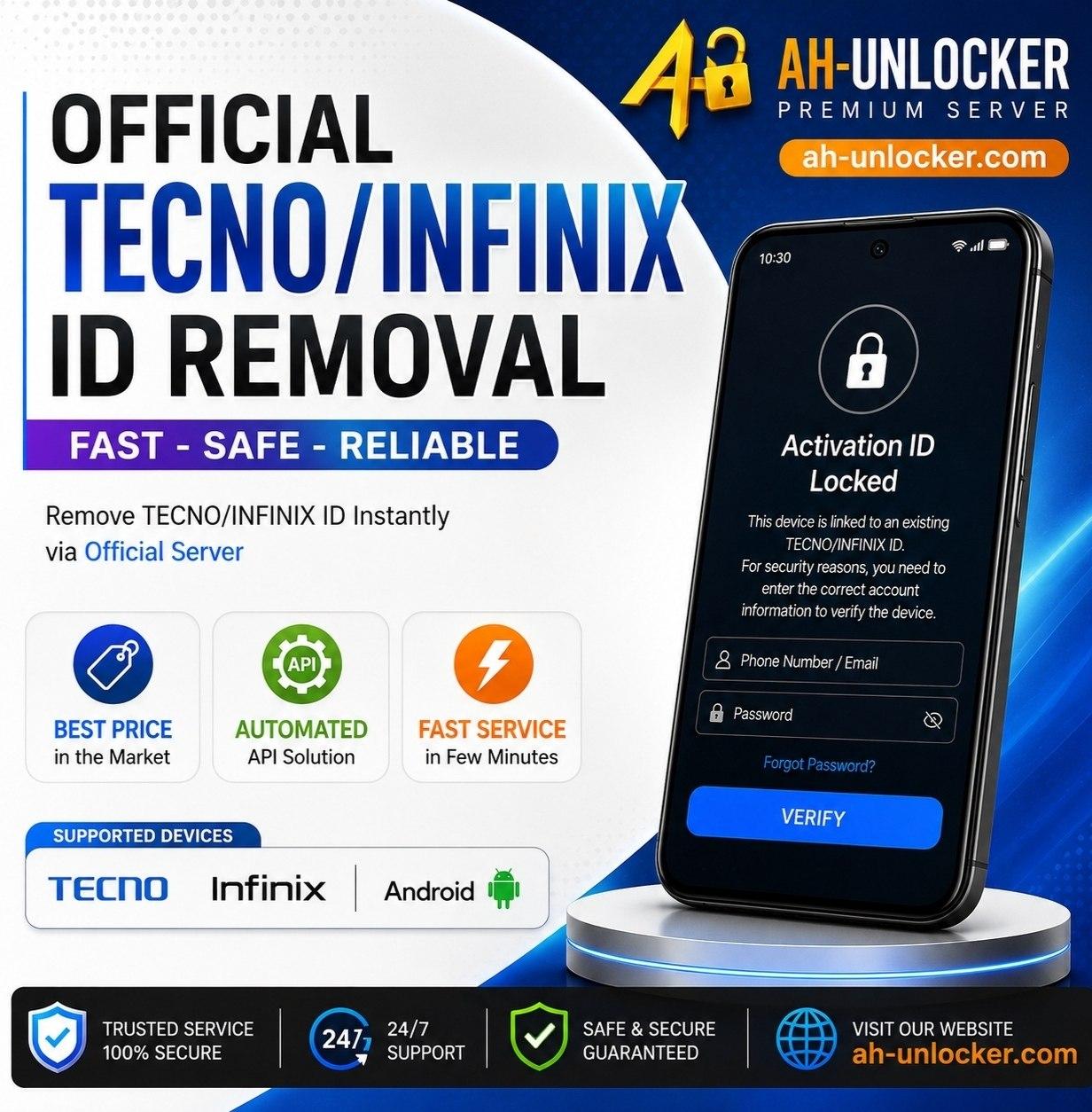 TECNO / Infinix ID INSTANT FMI OFF – Official Service ⭐️